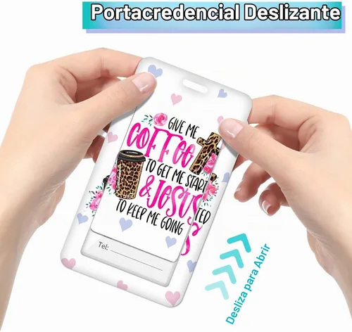 Vista 8 de Plifal Soporte para tarjetas de identificación con cordón y clip retráctil para cinturón, divertido llavero para amantes del café, extensor de Cruz