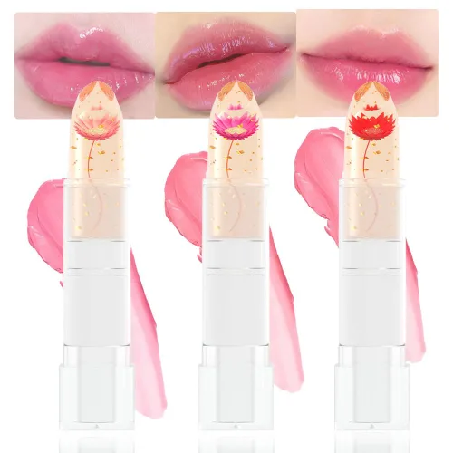 Vista 13 de BINGBRUSH 2 lápices labiales que cambian de color PH – Bálsamo labial de flor de gelatina, tinte labial hidratante activado por temperatura, lápiz
