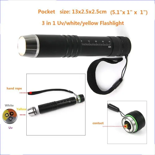 Vista 3 de QLEE Linternas UV LED 3 en 1 luces ultravioleta joyería piedras preciosas inspección luces gema corriente autenticar flash luz detector antorcha