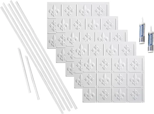 Vista 16 de FASÄDE Fleur de Lis - Kit decorativo de vinilo para salpicaduras de 15 pies cuadrados, color blanco brillante
