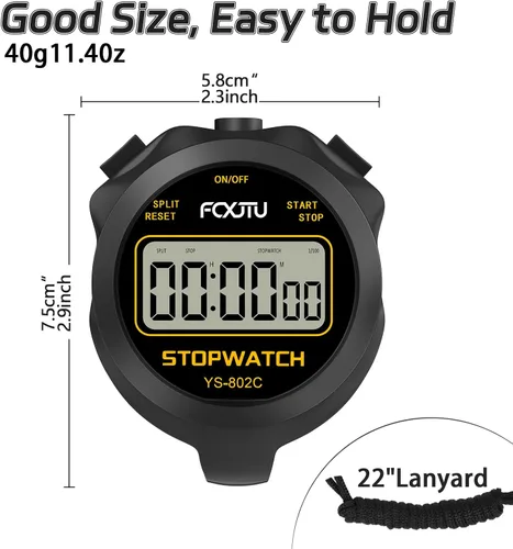 Vista 4 de Digital Simple Stopwatch Timer, No Bells, No Alarm, Simple Basic Operation, Silent, Clear Display, ON/Off, Large Display for Swimming Running