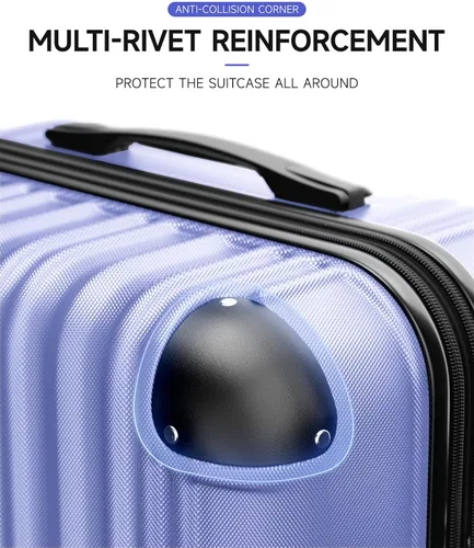 Vista 7 de SunnyTour Juego de equipaje expandible con ruedas giratorias dobles, juego de maleta dura de 3 piezas para viajes cortos y viajes largos, Púrpura