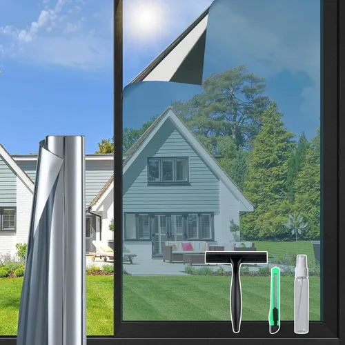 Vista 13 de DOWELL Película de privacidad unidireccional para ventana con 3 herramientas, tinte de ventana para control de calor del hogar, bloqueo solar anti