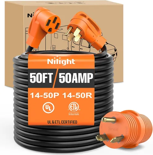 Vista 55 de Nilight Cable de Extensión para Secadora EV de 15 Pies 3 Clavijas 30 Amperios NEMA 10-30P 10-30R Cable de Extensiones Antiguas Servicio Pesado Cable