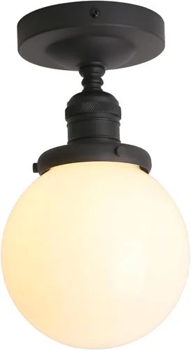 Vista 10 de Lámpara de techo moderna de montaje empotrado Pathson Milk Globe Glass Industrial Ceiling Lighting, Indoor Ceiling Lamp for Hallway Kitchen Sink