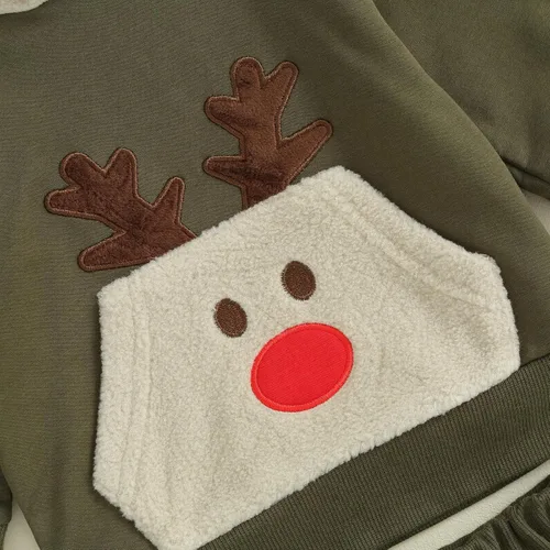 Vista 5 de Hoanselay Conjunto de sudadera de manga larga con capucha y pantalones de otoño e invierno para bebé niño
