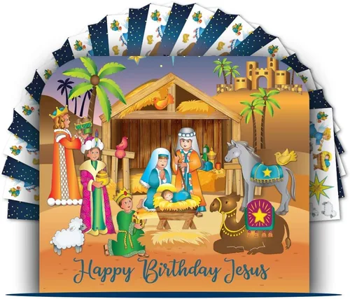 Vista 9 de Pegatinas de pesebre de coronel Pickles, 24 hojas, manualidades navideñas para niños