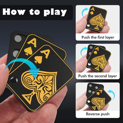 Vista 3 de Juguetes de metal para adultos EDC Fidget Slider Poker Push Card Juguetes magnéticos para adultos para aliviar la ansiedad y el estrés Autismo TDAH