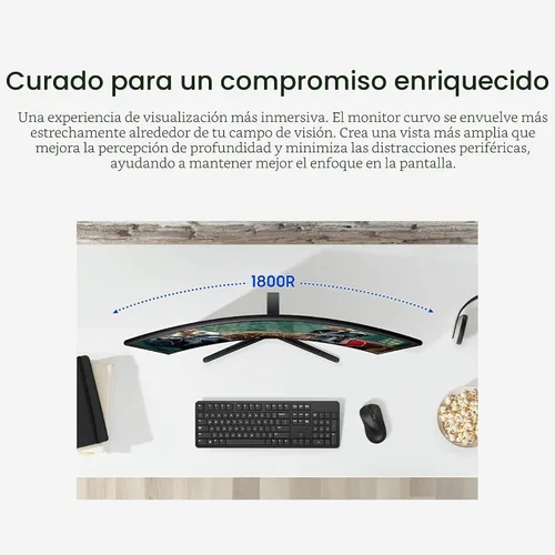 Vista 4 de Samsung Monitor de computadora curvo Essential S3 (S36GD) Series FHD 1800R