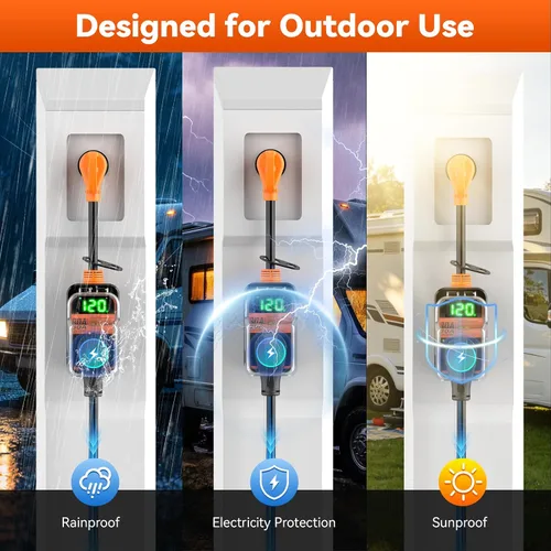 Vista 5 de MILLIONHOME Protector contra sobretensiones RV de 18,000 julios, 30 amperios con pantalla LED, protector de sobretensiones portátil inteligente
