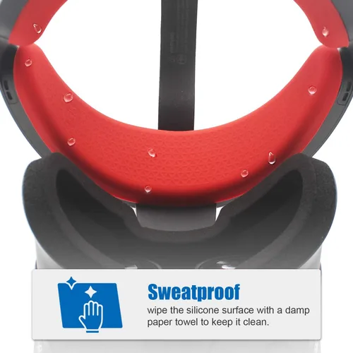 Vista 5 de AMVR VR Front Foam & Rear Foam Silicone Protective Covers for Oculus Rift S Headset Sweatproof Waterproof Anti-Dirty Replacement Accessories (Red)