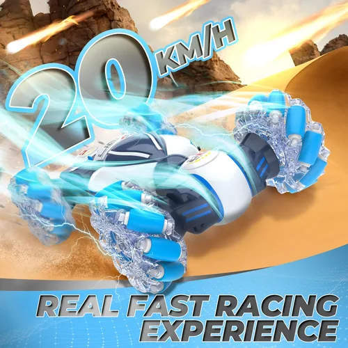 Vista 7 de Coche RC de Acrobacias con Detección de Gestos - Juguetes para Niños de 6 a 12 años, Coche RC Gira 360° 4WD Controlado a Mano con Luz y Música