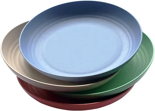 Vista 9 de Platos ligeros de paja de trigo, juego de 4 platos y platos irrompibles, aptos para lavavajillas y microondas, no tóxicos, sin BPA y saludables