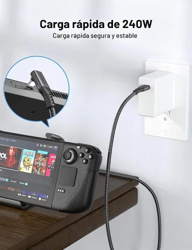 Vista 3 de XAOSUN - Cable USB 4 en ángulo recto para cable Thunderbolt 4 de 90 grados Gris