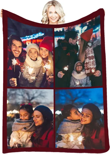 Vista 12 de Manta personalizada con fotos, mantas y mantas hechas en Estados Unidos, mantas personalizadas con fotos y texto para adultos, niños, familia