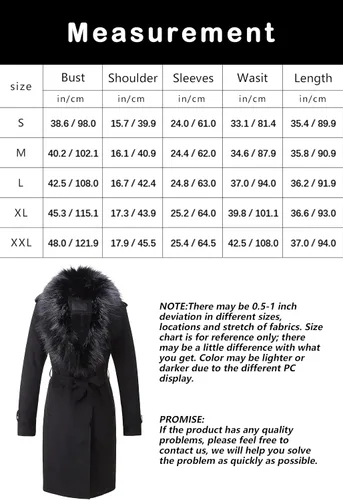 Vista 6 de Bellivera - Chaqueta larga de piel sintética para mujer otoño e invierno gabardina de moda con cuello de piel desmontable