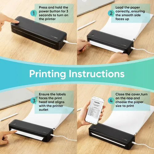 Vista 7 de Papel térmico plegable de 8.3 x 11 pulgadas, papel térmico continuo, compatible con impresora portátil Novodesk AZ5005, 50 hojas