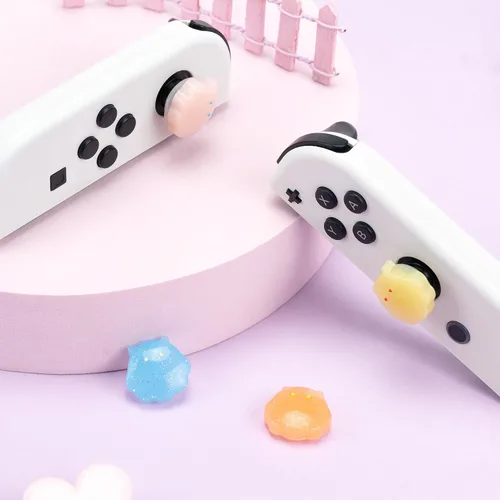 Vista 5 de Yocore Lindas tapas de agarre para el pulgar, agarres de silicona suave, tapas analógicas de silicona suave para SwitchOLEDSwitch Lite, 4