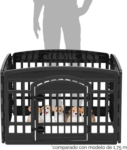 Vista 2 de IRIS USA Corralito para perros de 4 paneles de 24" con puerta, 35 x 35 x 24, corralito para cachorros, corralito para perros de interior, cerca
