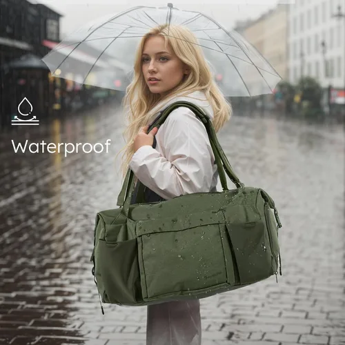 Vista 5 de Bolsa de gimnasio para hombre con compartimento para zapatos y bolsillo húmedo, bolsa de lona convertible y mochila de gimnasio, bolsas deportivas