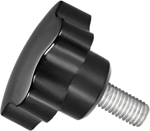 Vista 22 de Perillas de sujeción de estrella, rosca macho M5 x 0.984 in, cabeza de 0.945 in, mango de tornillo de pulgar de plástico, perno roscado, color negro