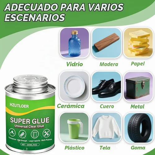 Vista 6 de Super pegamento, pegamento transparente con cepillo, adhesivo fuerte multiusos, pegamento instantáneo multiusos para madera, cerámica, cuero