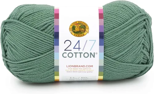 Vista 93 de Lion Brand Yarn - Hilo ligero 24/7 de algodón para tejer, hacer ganchillo y manualidades, Ámbar, paquete de 1 Light Worsted 100% Mercerized Cotton