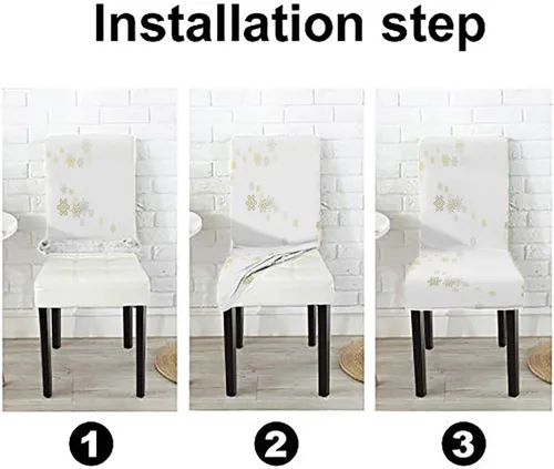 Vista 143 de CAPSCEOLL Christmas Dining Chair Covers,Snowflakes Festive Winter Pattern Stretch Chair Covers for Dining Room Set of 2 Washable Spandex Parson