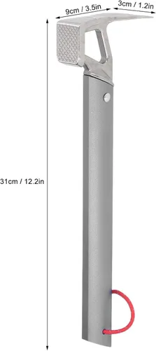 Vista 7 de Martillo de camping, martillo de campamento multifunción, martillo de estaca para tienda de campaña al aire libre, con mango de aluminio para Gris