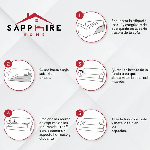 Vista 3 de Sapphire Home - Juego de 2 fundas para sofá, sofá de 2 plazas, ajuste elástico, sin arrugas, funda protectora para muebles para 3/2 cojines Beige
