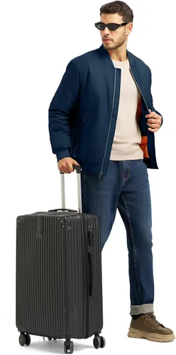 Vista 2 de Rdruko Chaquetas bomber para hombre, diseño de cebolla, acolchadas, cortavientos, con cremallera, 4 bolsillos, impermeables, de satén, para vuelo