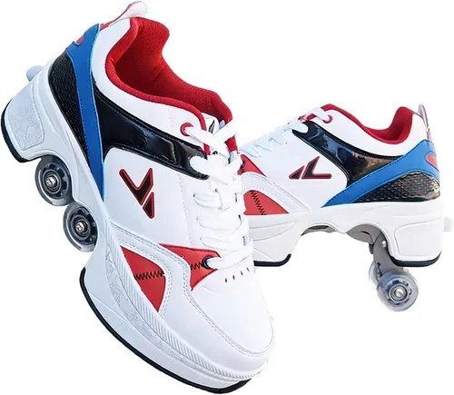 Vista 19 de 2-in-1 Roller Skates & Sneakers with Retractable Wheels - Convertible Lightweight Outdoor Fitness Shoes for Women, Men & Children - Unisex Kick
