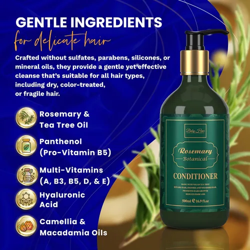 Vista 4 de BABY HAIR - Acondicionador de romero, acondicionador de romero sin sulfato para el crecimiento del cabello, acondicionador de aceite de romero
