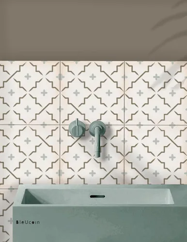 Vista 4 de Bleucoin Cannes - Adhesivos de azulejos para cocina, baño, salpicaduras, impermeables, extraíbles, ecológicas, calcomanías de vinilo para bricolaje