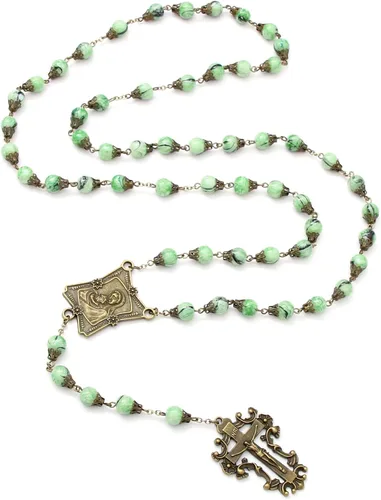 Vista 89 de KOMI Rosario de cuentas católicas para mujer, collar de cuentas de rosario con cruz de crucifijo, perlas de cristal, rosario, rosarios, católicos