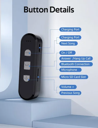 Vista 6 de Elook Adaptador de casete a Bluetooth para coche con soporte de tarjeta micro SD/llamada manos libres, receptor de casete Bluetooth 5.1, negro
