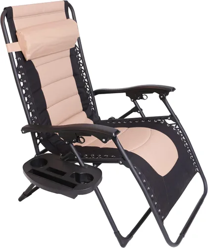 Vista 3 de BTEXPERT Silla reclinable plegable acolchada de gran tamaño con gravedad cero, color negro y marrón