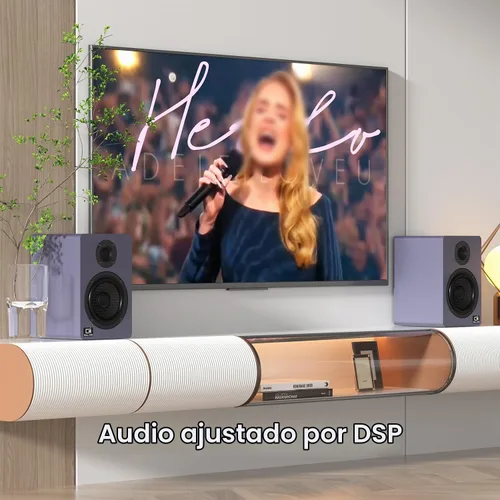 Vista 3 de Altavoces H2 para estantería, estéreo de 60 W, tocadiscos/altavoces para computadoras, DSP, woofer de fibra de carbono, tweeter de seda Azul Pizarra