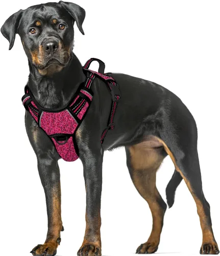 Vista 75 de BARKBAY Arnés para Perro Sin Tirones Talla Grande Arnés Reflectante para Perro con Clip Frontal y Asa de Control Fácil para Caminar Entrenar Correr