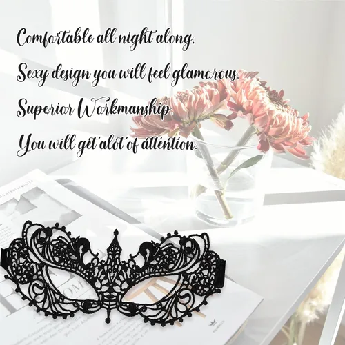Vista 6 de Masquerade Mask For Women Lace Masquerade Masks for Masquerade Party, Proms, Venetian Party, Mardi Gras, Halloween & Cosplay