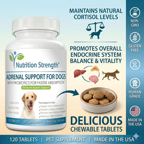 Vista 5 de Apoyo suprarrenal para perros, apoyo para perros con enfermedad de Cushing, mantiene un pelaje y piel saludables, promueve la micción normal, sed