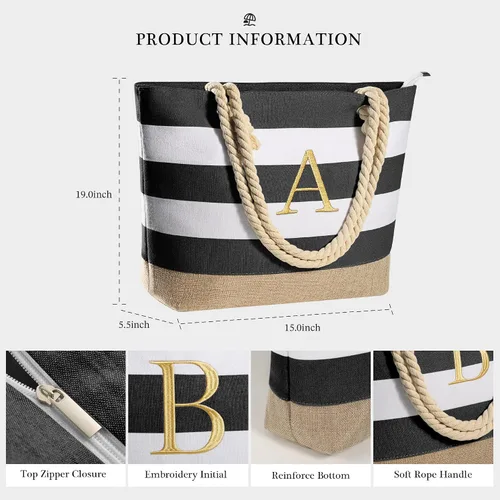 Vista 4 de YOOLIFE Bolsas de playa para mujer, bolsa de lona de viaje, bolsa impermeable para piscina, artículos esenciales de viaje, regalos para mujeres