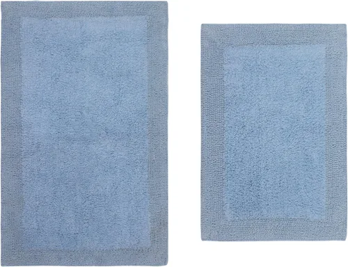Vista 3 de Home Weavers Luxury Collection 100% Cotton Reversible Bathroom Rugs Set, Washable Rug, Soft Cotton Extra Soft and Absorbent Bath Rug, Kitchen Mat, 2