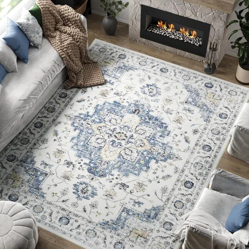 Vista 88 de jinchan Alfombra de Área 2x3 pies Alfombra Vintage de Entrada Lavable Bohemia Tapete Interior para Puerta Medallón Floral Tapete Pequeño para Puerta