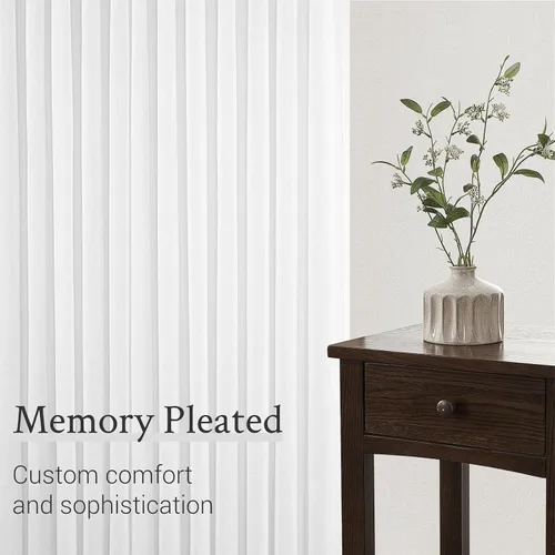 Vista 5 de Topfinel 2 paneles de cortinas plisadas de lino beige y blanco de 63 pulgadas de largo, para dormitorio y sala de estar, cortinas semitransparentes