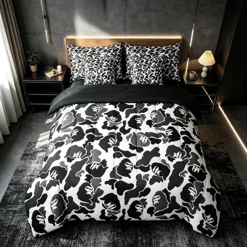 Vista 50 de Feelyou Juego de edredón botancial de camuflaje con bandera estadounidense Negro Marrón Oscuro