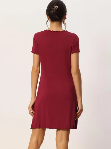 Vista 3 de cheibear Camisón de pijama de manga corta para mujer, camisón con volantes, camisón para descansar