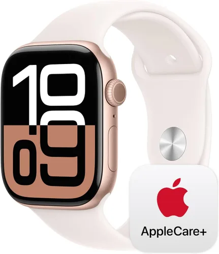 Vista 10 de Apple Watch Series 10 [GPS 42 mm] Smartwatch con caja de aluminio negro brillante y correa deportiva negra - M/L. Rastreador de fitness, aplicación