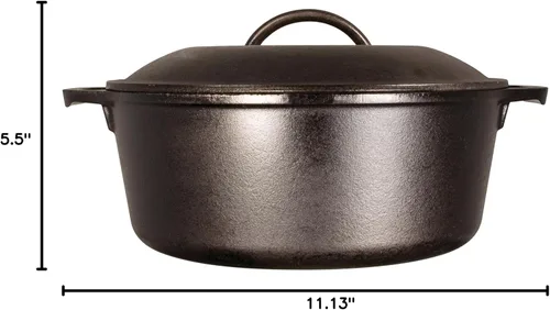 Vista 9 de Lodge Horno Holandés de Hierro Fundido con Soportes para Asas, 5 Cuartos, Negro/Rojo