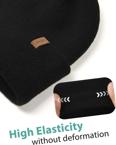 Vista 3 de FURTALK Gorro para hombre y mujer, con puños, grueso, unisex, gorro de invierno